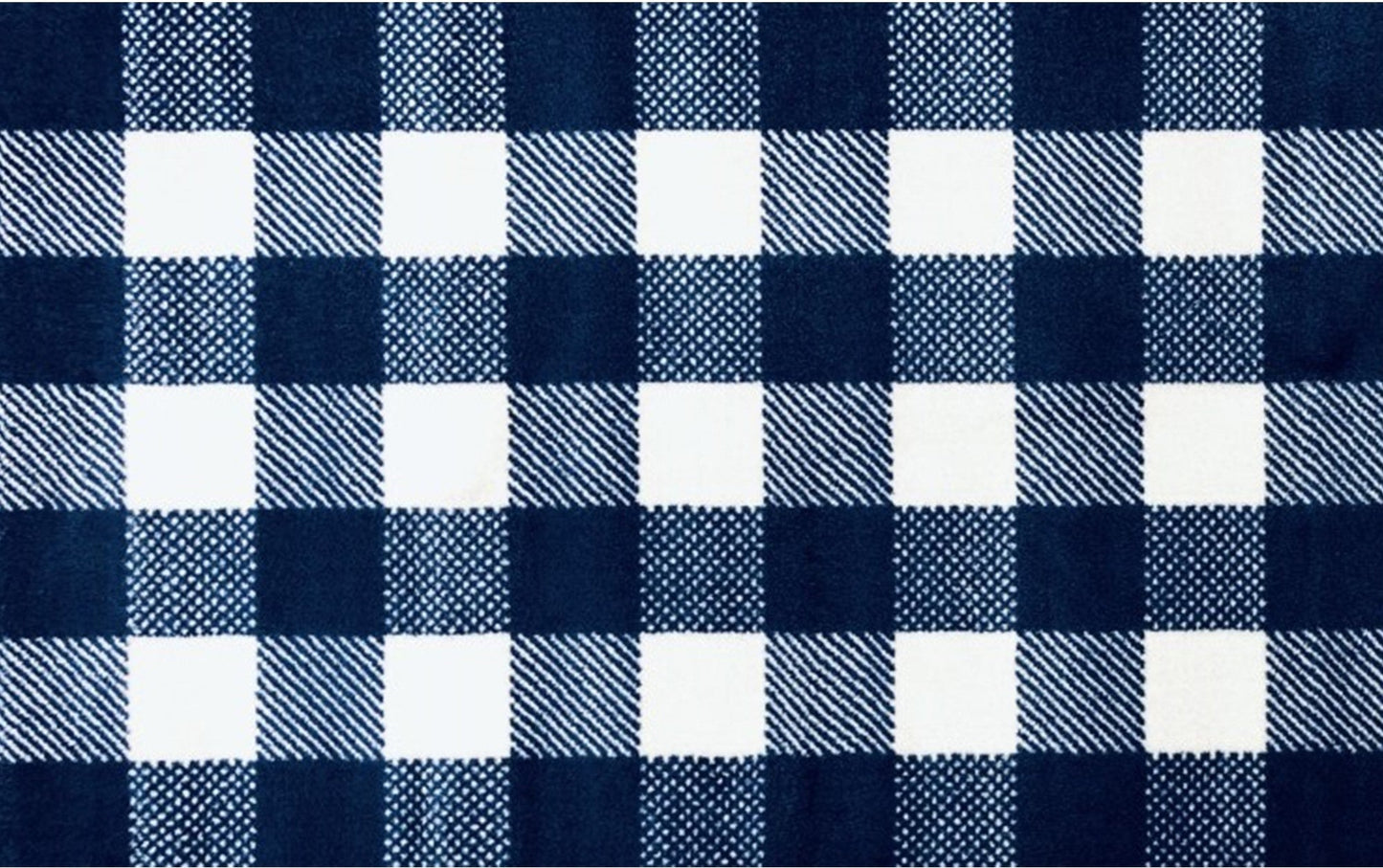HomeRoots 2' x 4' Navy and White Buffalo Plaid Washable Floor Mat