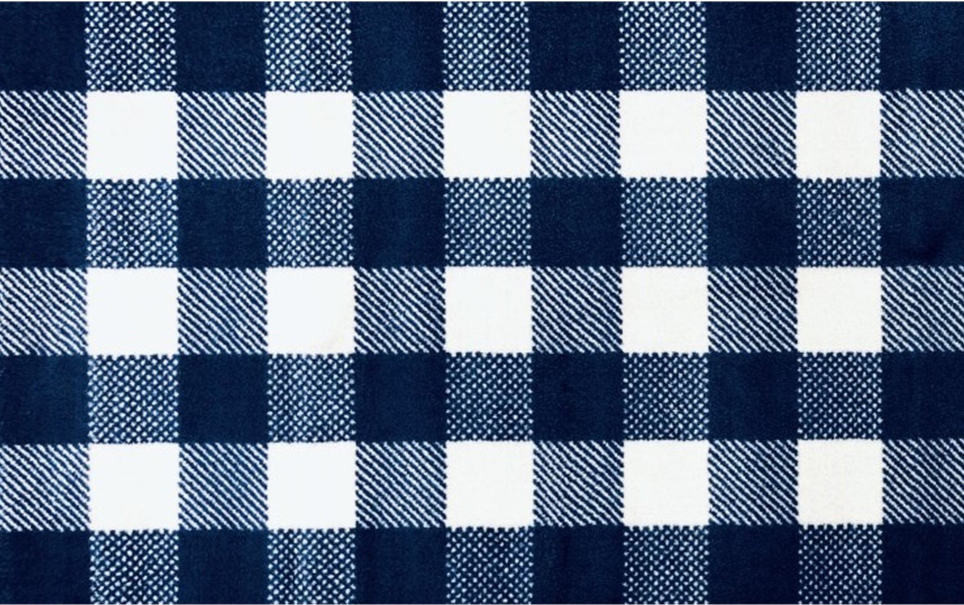 HomeRoots 2' x 4' Navy and White Buffalo Plaid Washable Floor Mat