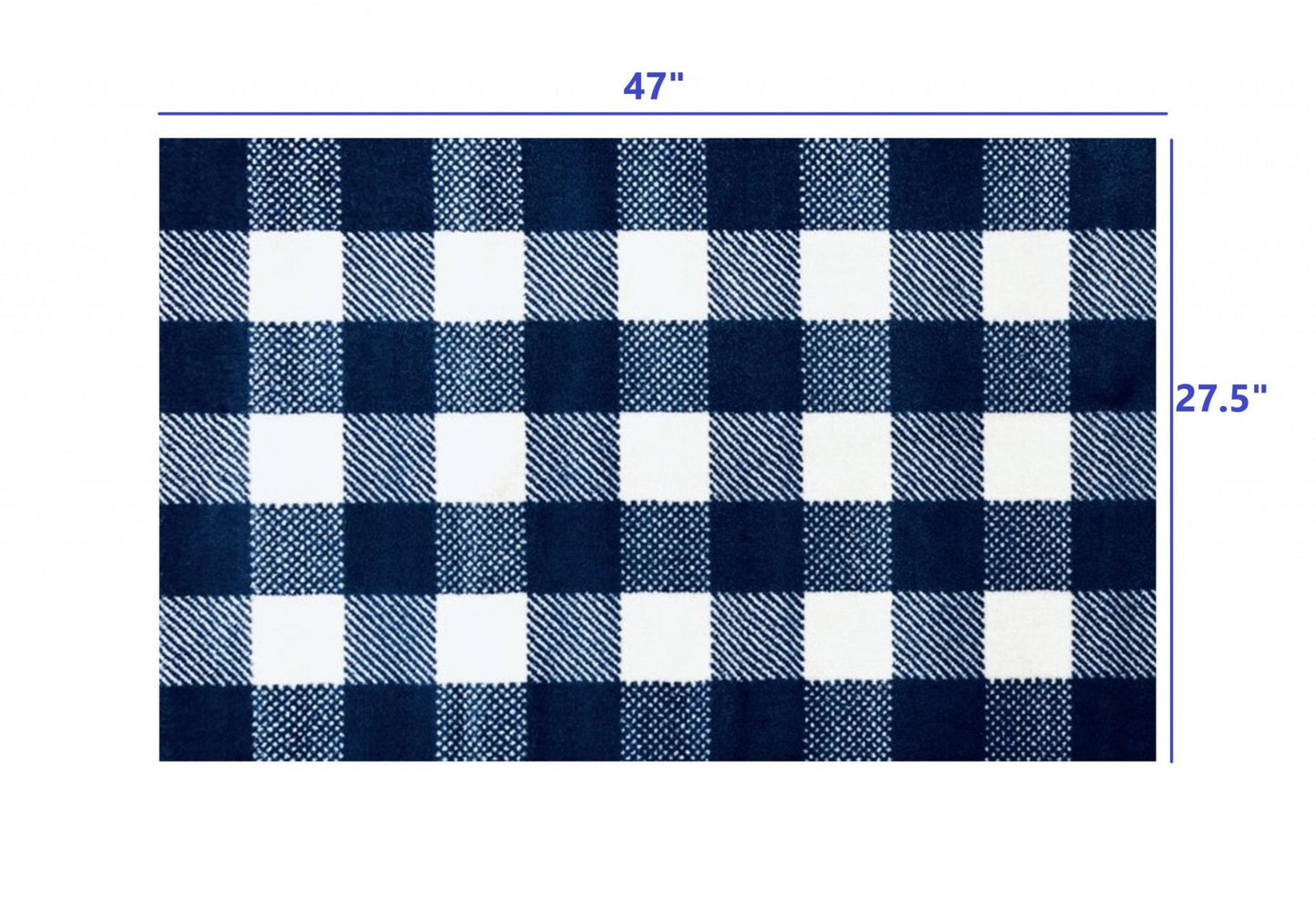 HomeRoots 2' x 4' Navy and White Buffalo Plaid Washable Floor Mat