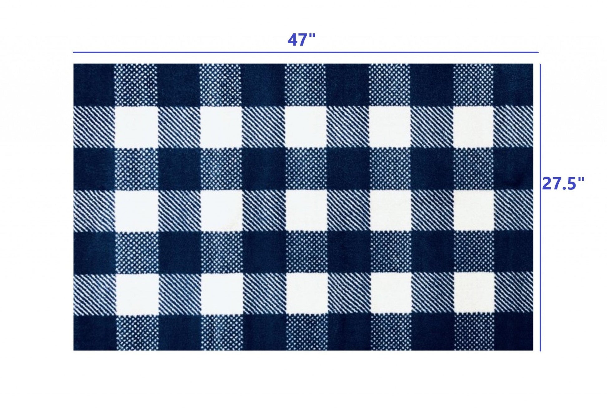HomeRoots 2' x 4' Navy and White Buffalo Plaid Washable Floor Mat