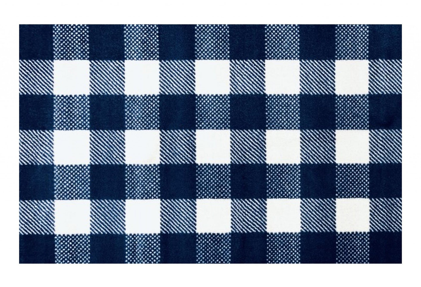 HomeRoots 2' x 4' Navy and White Buffalo Plaid Washable Floor Mat