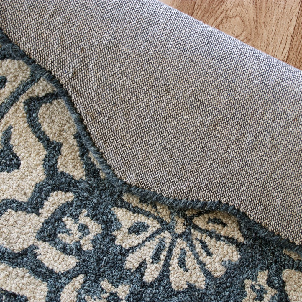 HomeRoots 2' x 4' Navy and White Decorative Hearth Rug