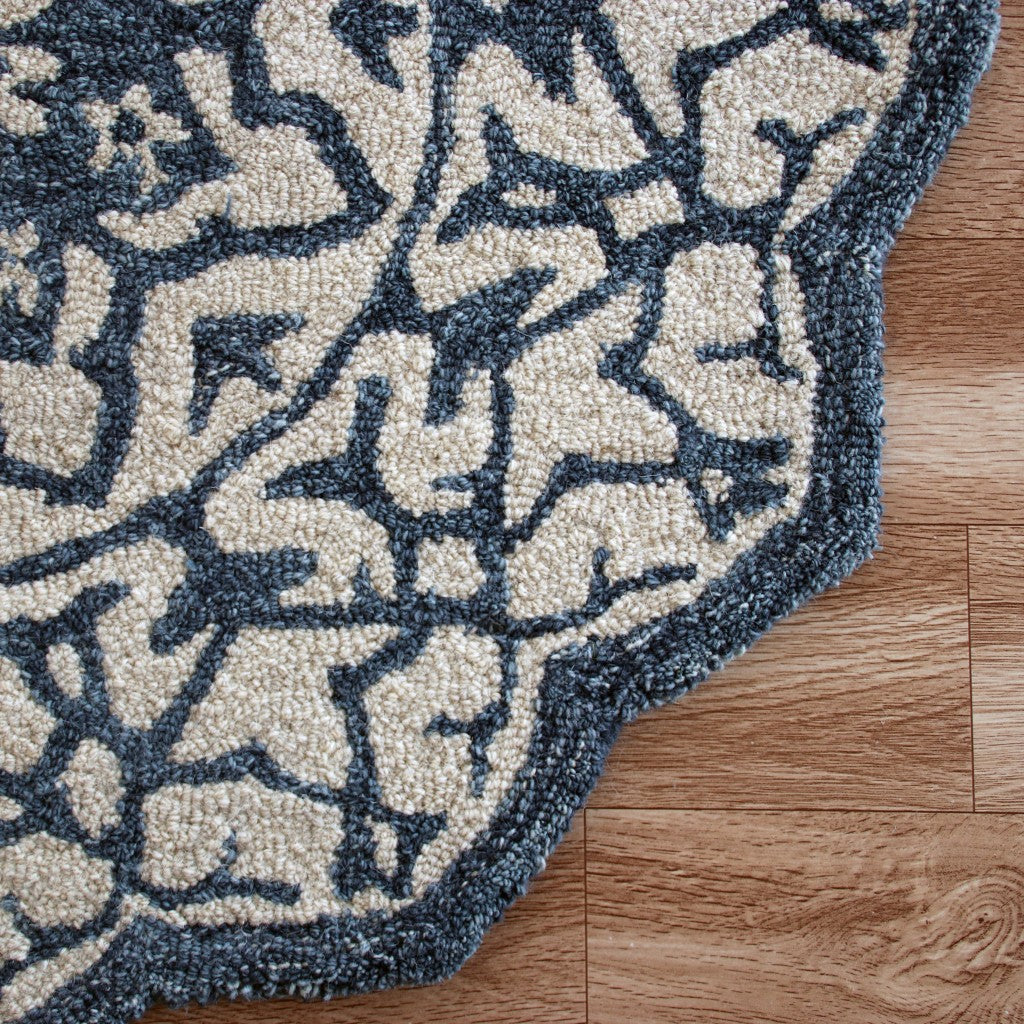 HomeRoots 2' x 4' Navy and White Decorative Hearth Rug