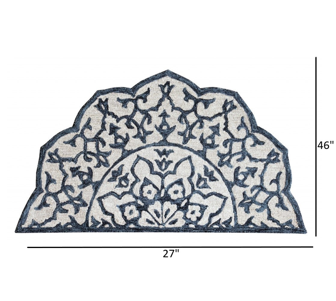 HomeRoots 2' x 4' Navy and White Decorative Hearth Rug
