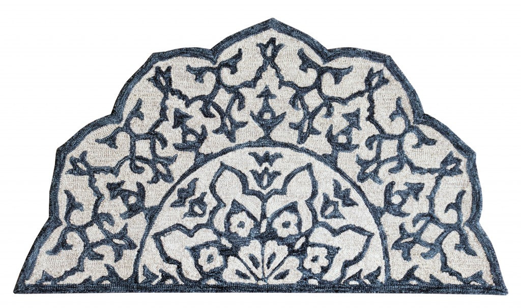 HomeRoots 2' x 4' Navy and White Decorative Hearth Rug