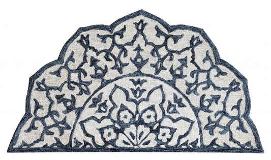 HomeRoots 2' x 4' Navy and White Decorative Hearth Rug