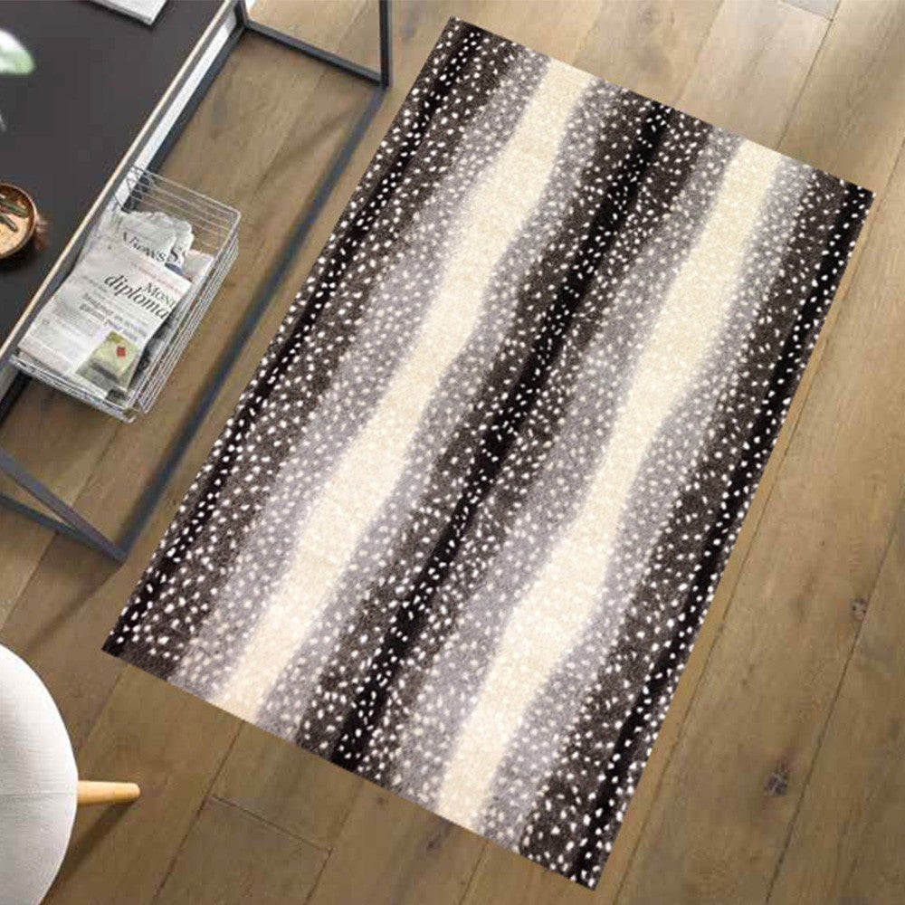HomeRoots 2' x 4' Neutral Dot and Wave Washable Floor Mat