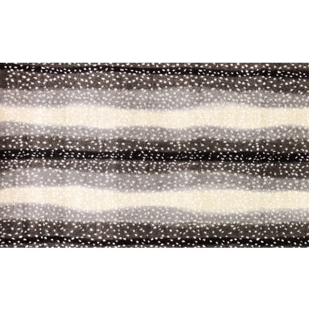 HomeRoots 2' x 4' Neutral Dot and Wave Washable Floor Mat