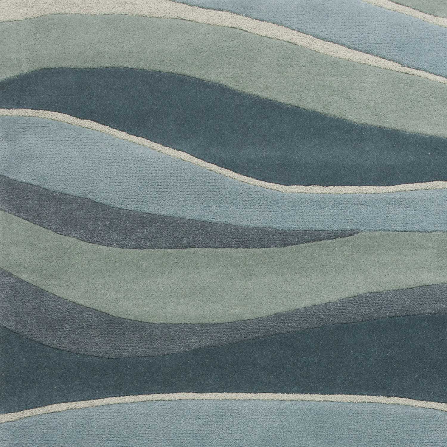 HomeRoots 2' x 4' Ocean Blue Teal Hand Tufted Abstract Waves Indoor Accent Rug