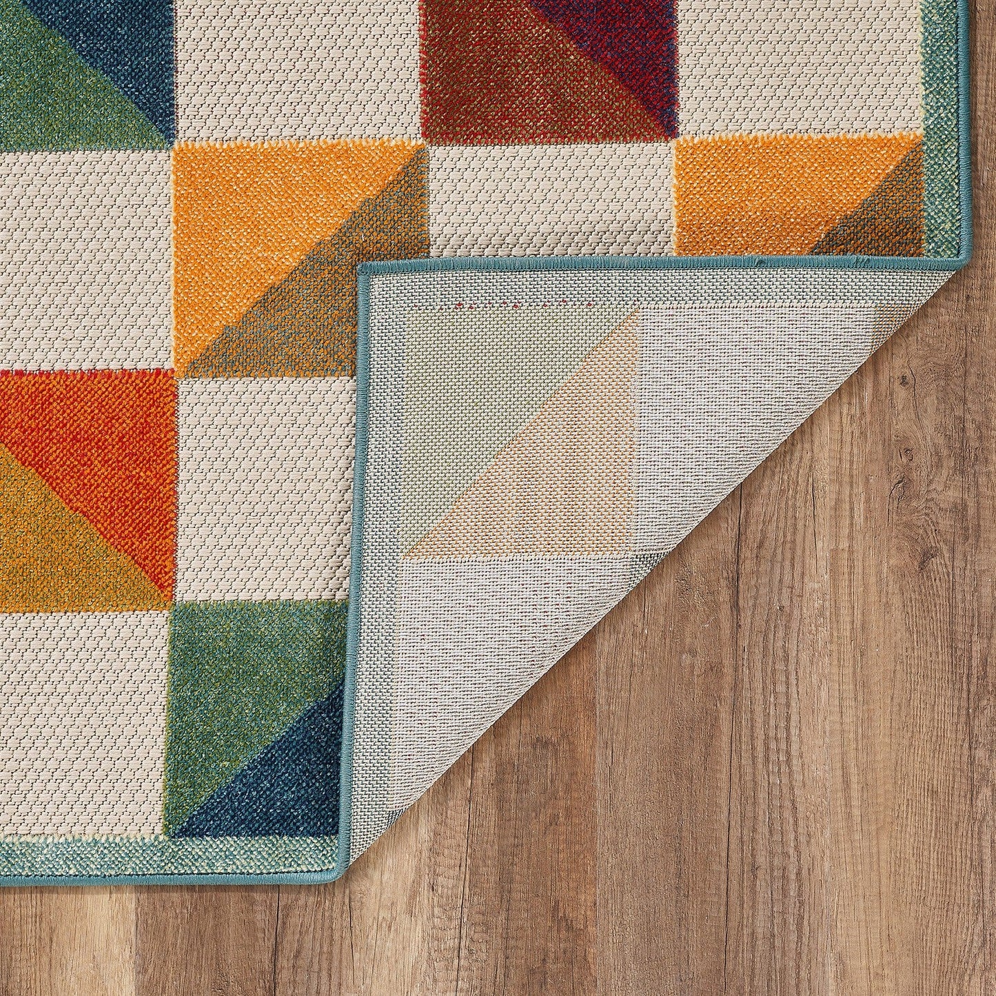HomeRoots 2' x 4' Orange Gray Triangle Indoor Outdoor Area Rug