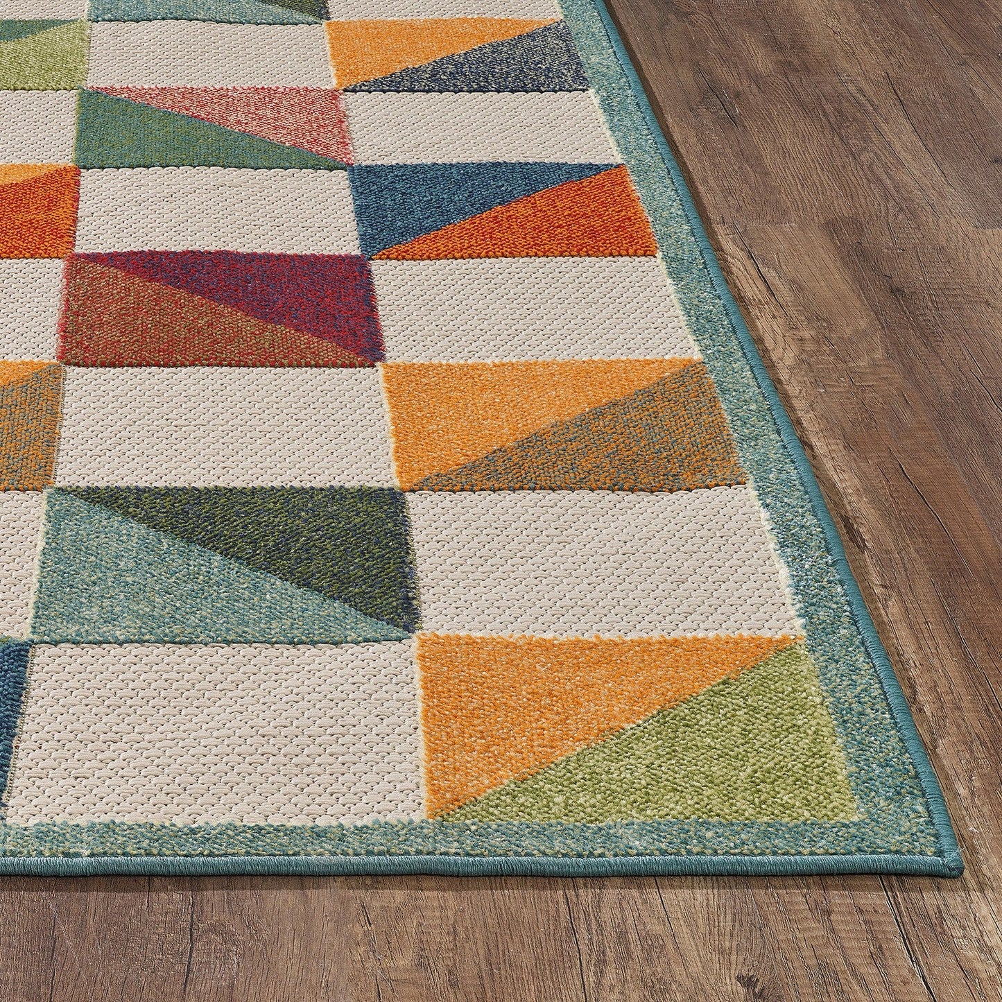 HomeRoots 2' x 4' Orange Gray Triangle Indoor Outdoor Area Rug