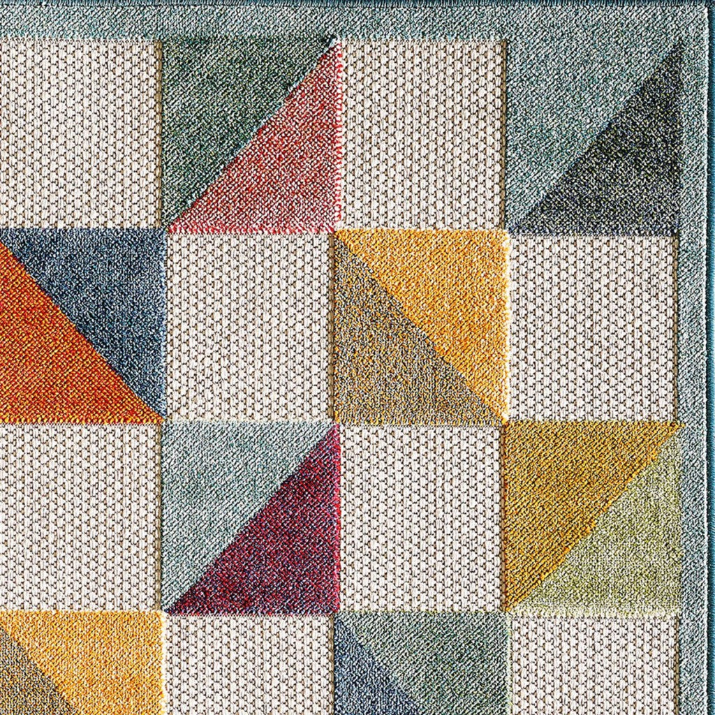 HomeRoots 2' x 4' Orange Gray Triangle Indoor Outdoor Area Rug