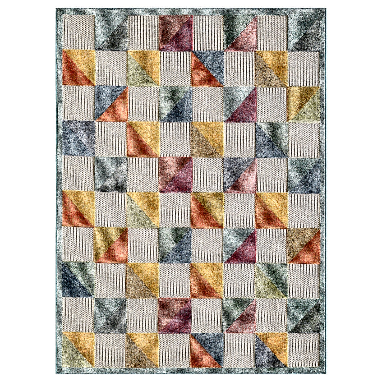HomeRoots 2' x 4' Orange Gray Triangle Indoor Outdoor Area Rug