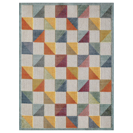 HomeRoots 2' x 4' Orange Gray Triangle Indoor Outdoor Area Rug