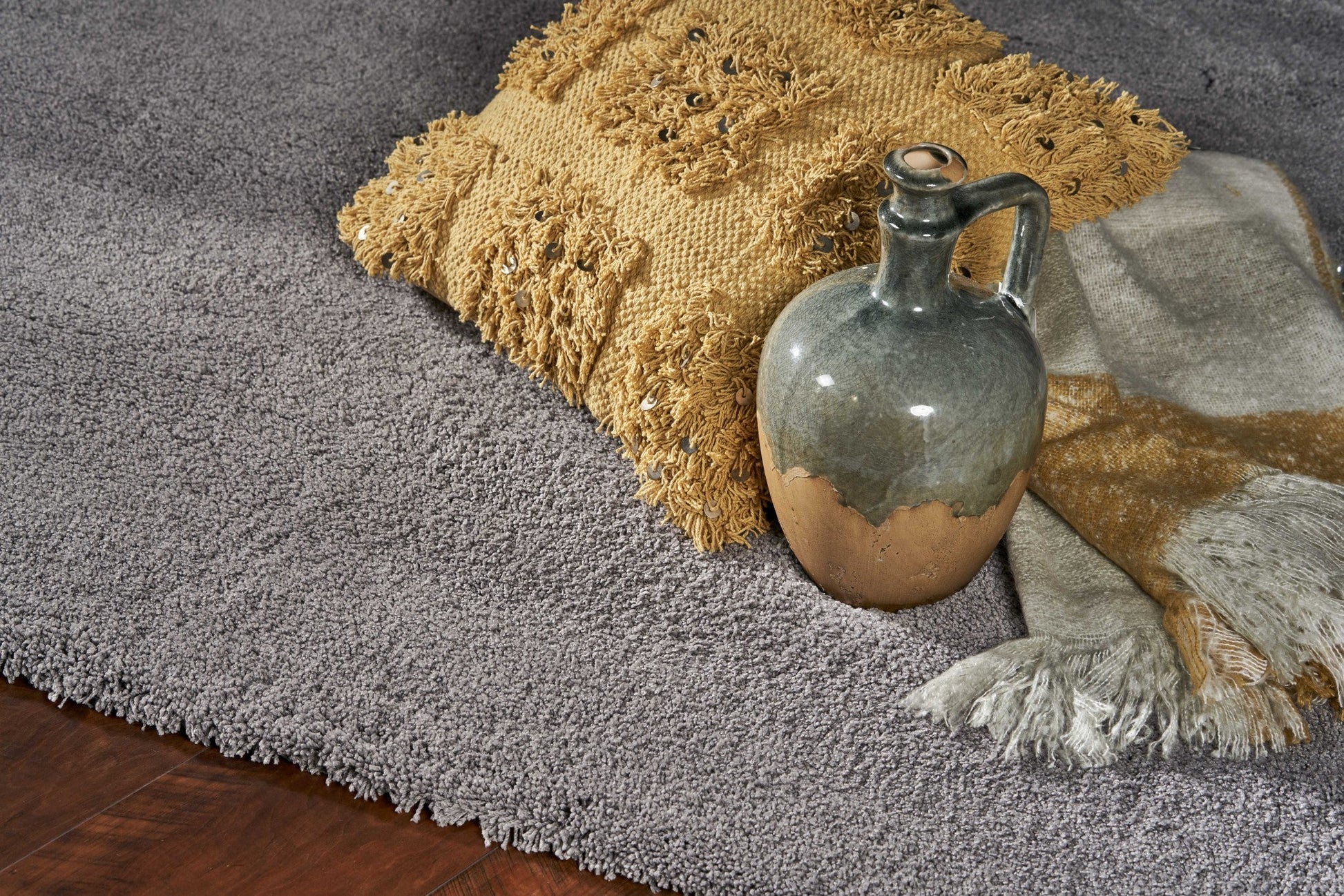HomeRoots 2' x 4' Polyester Grey Area Rug