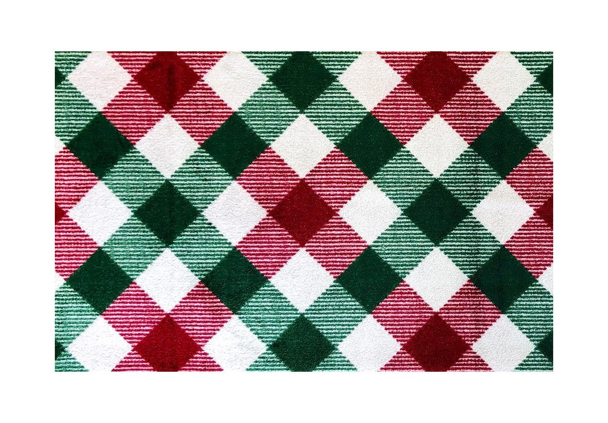 HomeRoots 2' x 4' Red and Green Plaid Washable Floor Mat