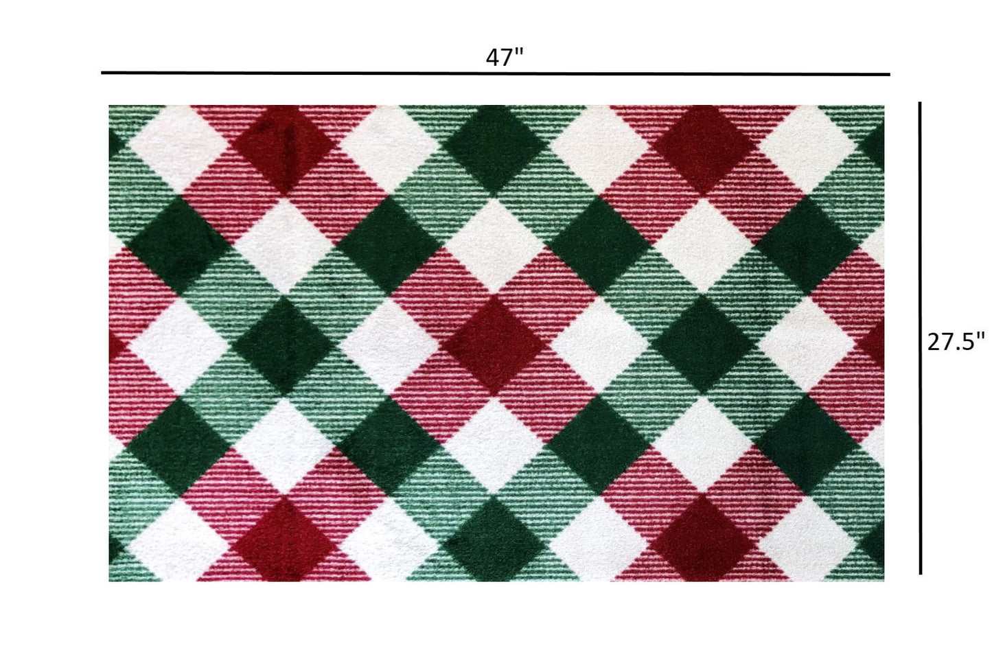 HomeRoots 2' x 4' Red and Green Plaid Washable Floor Mat