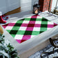 HomeRoots 2' x 4' Red and Green Plaid Washable Floor Mat