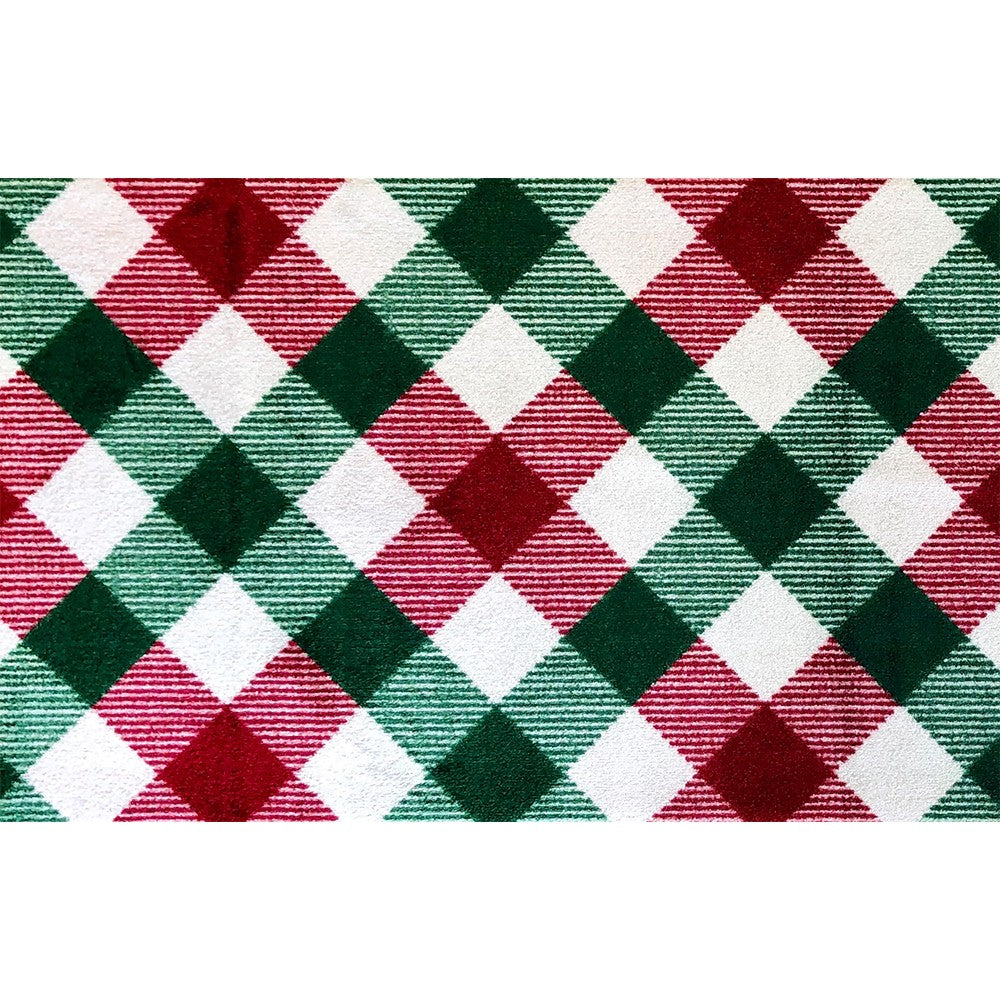 HomeRoots 2' x 4' Red and Green Plaid Washable Floor Mat