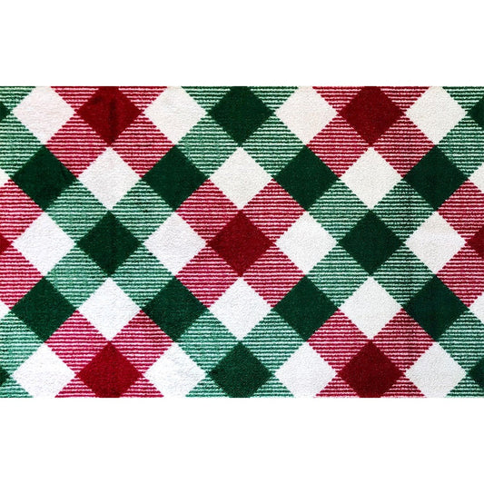 HomeRoots 2' x 4' Red and Green Plaid Washable Floor Mat