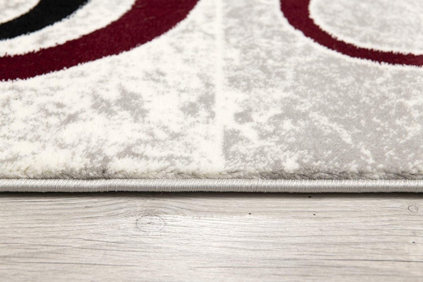 HomeRoots 2' x 4' Red and White Inverse Circles Area Rug