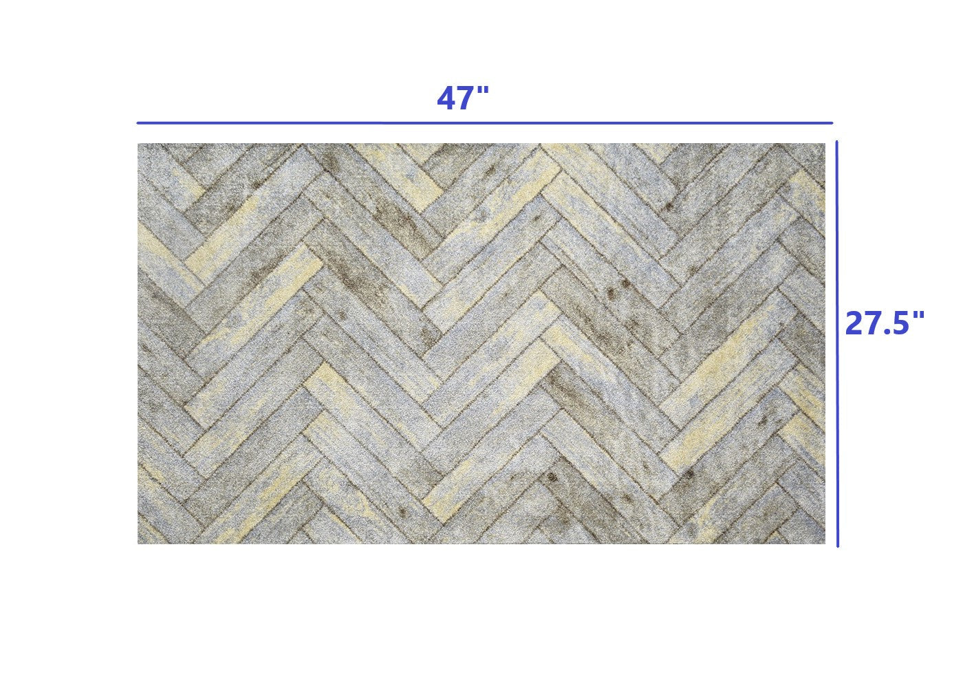 HomeRoots 2' x 4' Rustic Gray Herringbone Washable Floor Mat