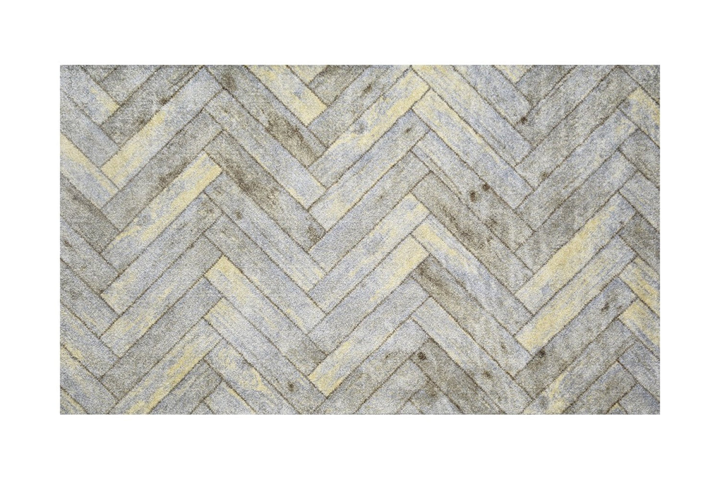 HomeRoots 2' x 4' Rustic Gray Herringbone Washable Floor Mat