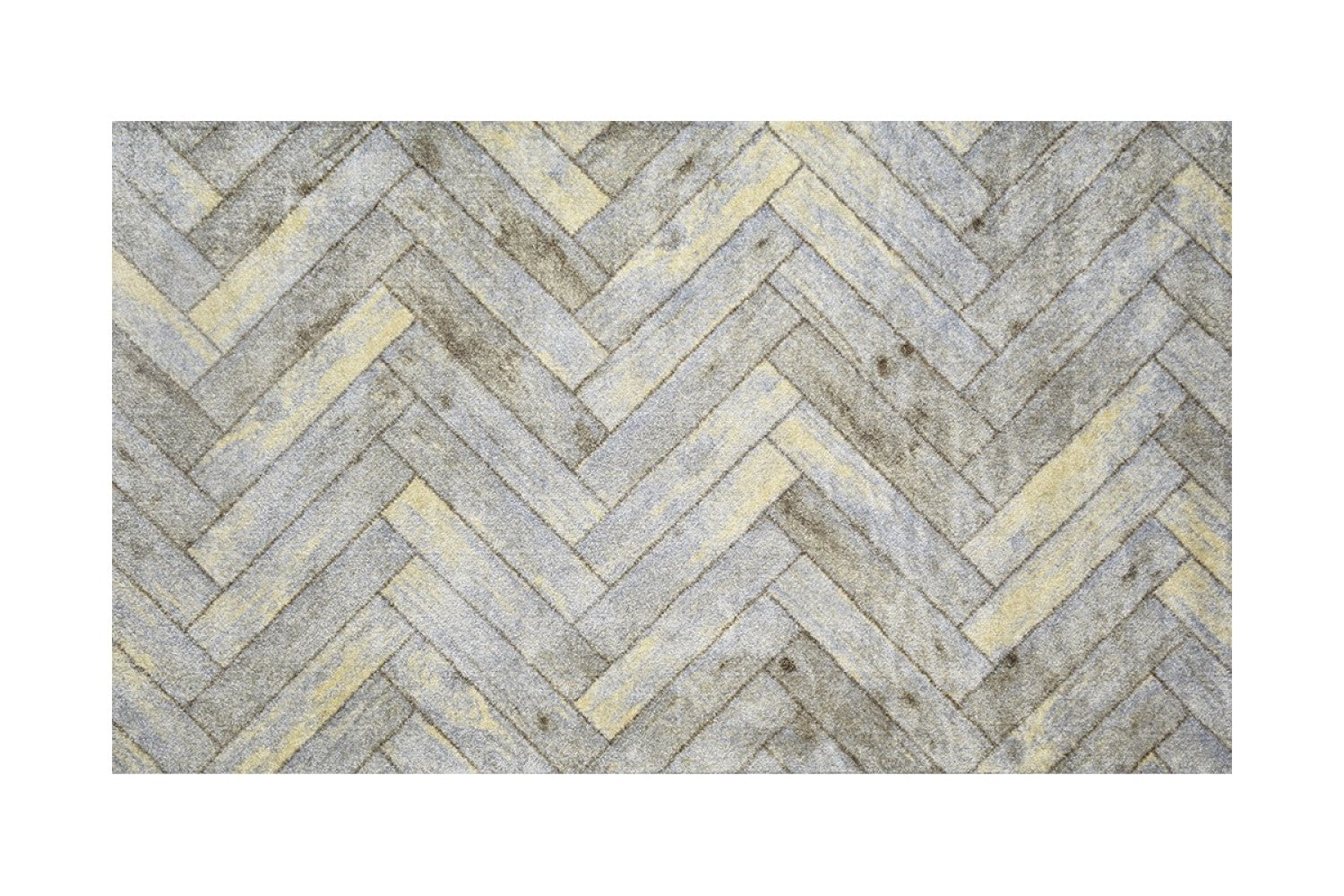 HomeRoots 2' x 4' Rustic Gray Herringbone Washable Floor Mat