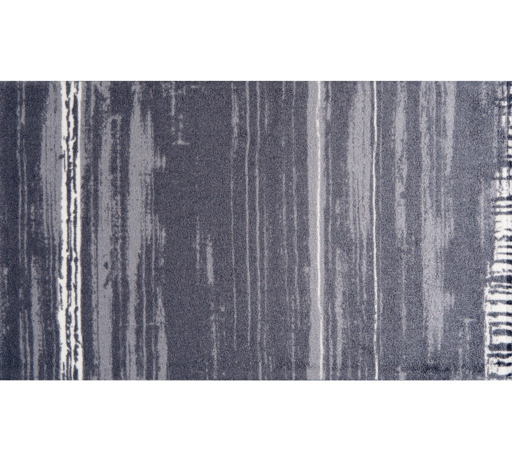 HomeRoots 2' x 4' Shades of Gray Brushstokes Washable Floor Mat