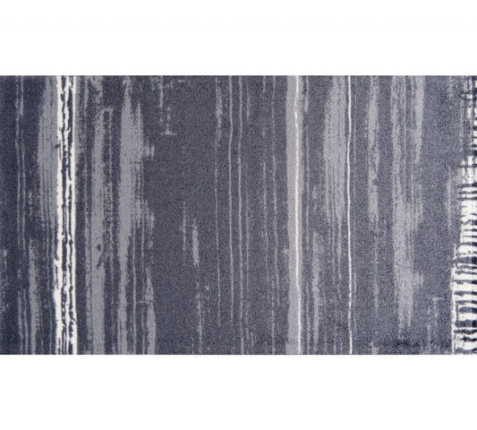 HomeRoots 2' x 4' Shades of Gray Brushstokes Washable Floor Mat