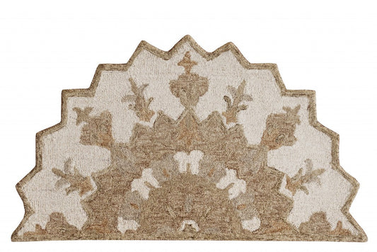 HomeRoots 2' x 4' Tan Retro Modern Medallion Hearth Rug