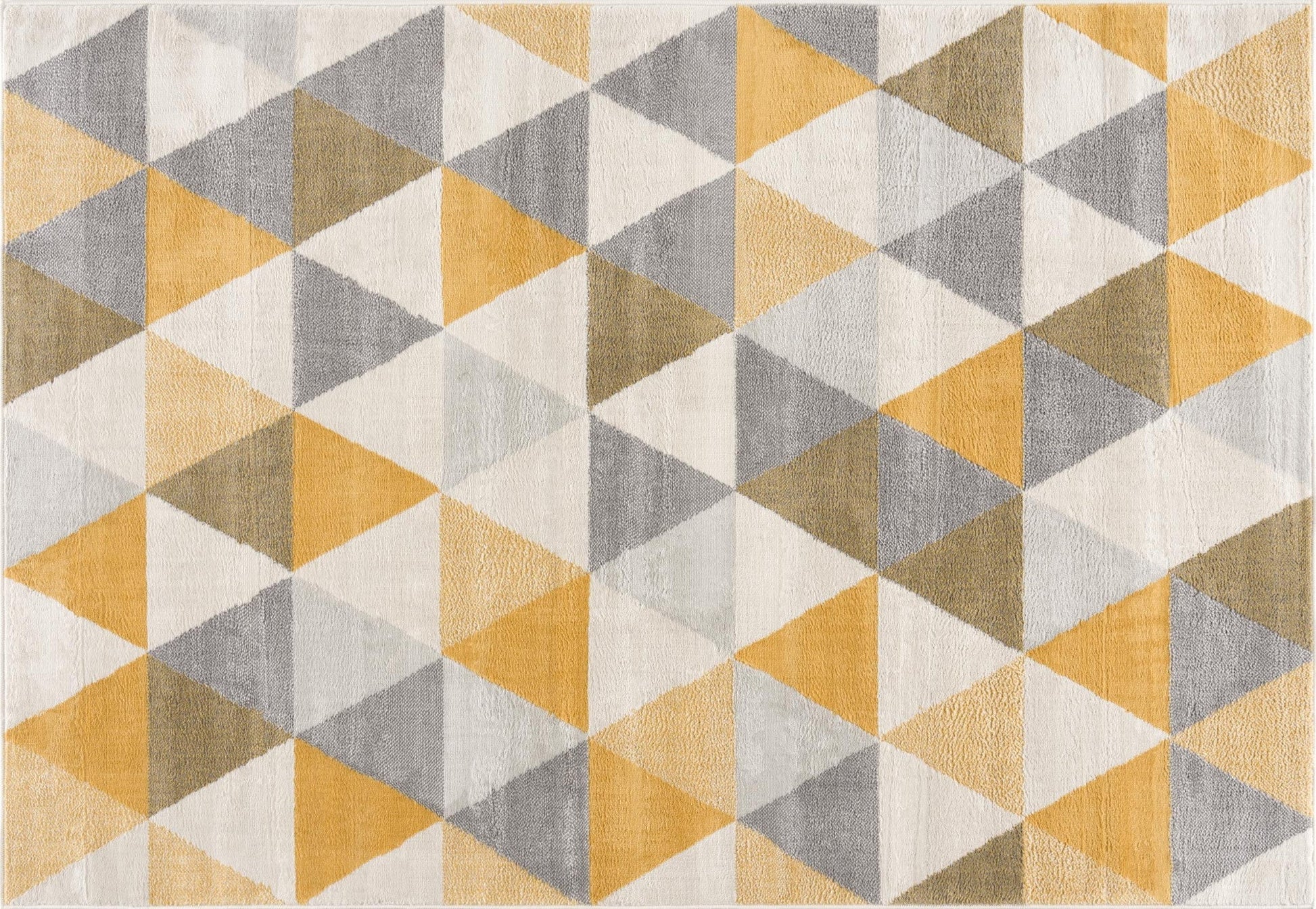 HomeRoots 2’ x 4’ Triangular Lattice Area Rug in Yellow Finish