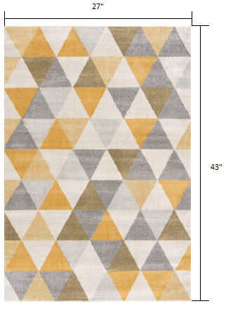 HomeRoots 2’ x 4’ Triangular Lattice Area Rug in Yellow Finish