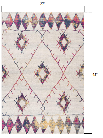 HomeRoots 2' x 4' White Berber Pattern Area Rug