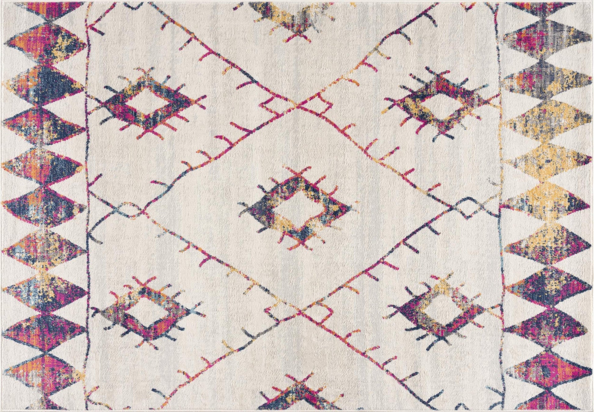 HomeRoots 2' x 4' White Berber Pattern Area Rug