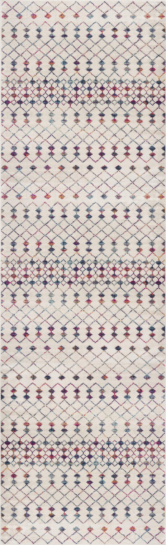 HomeRoots 2’ x 4’ White Modern Geometric Grid Area Rug