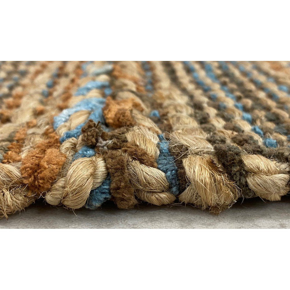 HomeRoots 2' x 5' Seafoam and Tan Braided Stripe Area Rug