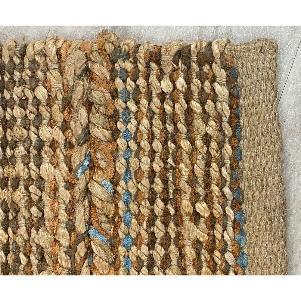 HomeRoots 2' x 5' Seafoam and Tan Braided Stripe Area Rug
