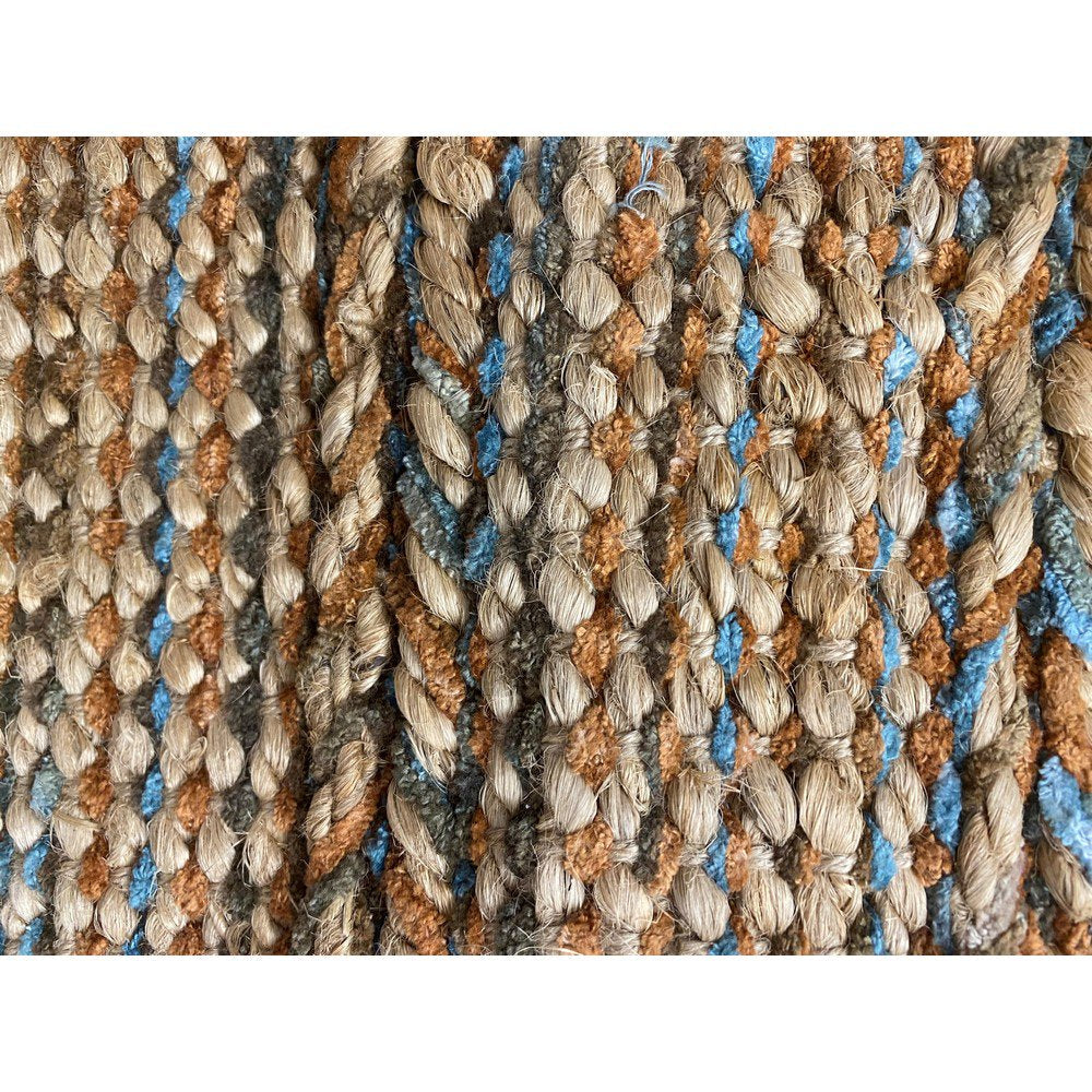 HomeRoots 2' x 5' Seafoam and Tan Braided Stripe Area Rug