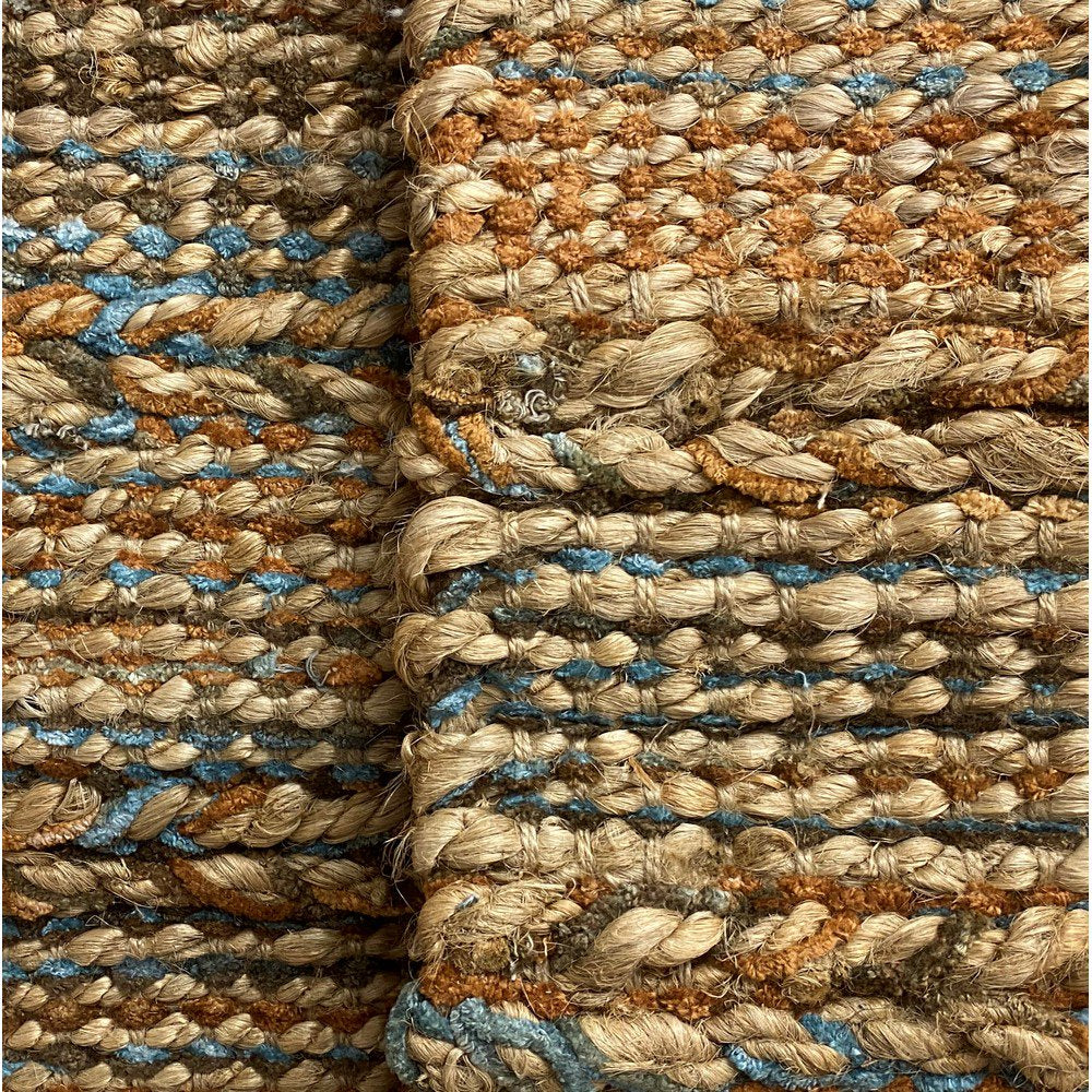 HomeRoots 2' x 5' Seafoam and Tan Braided Stripe Area Rug