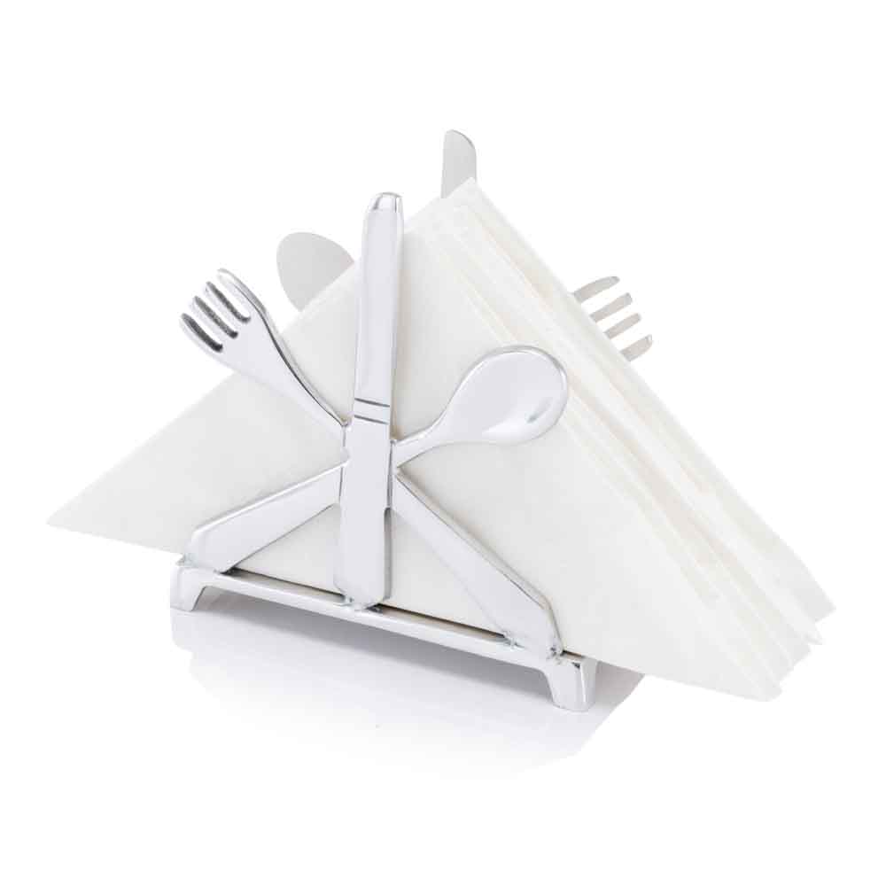 HomeRoots 2" x 5.5" x 5.5" Cutlery Napkin Holder With Buffed Finish