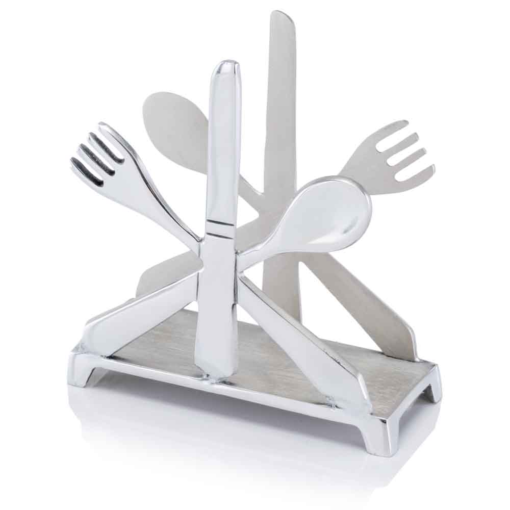 HomeRoots 2" x 5.5" x 5.5" Cutlery Napkin Holder With Buffed Finish