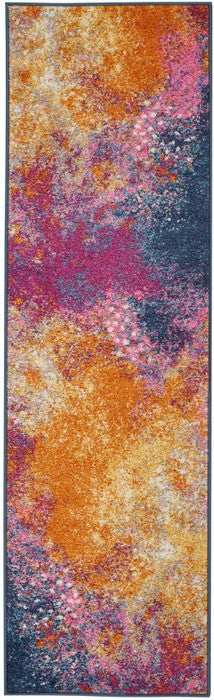 HomeRoots 2’ x 6’ Abstract Brights Sunburst Runner Rug