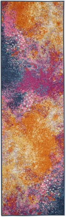 HomeRoots 2’ x 6’ Abstract Brights Sunburst Runner Rug