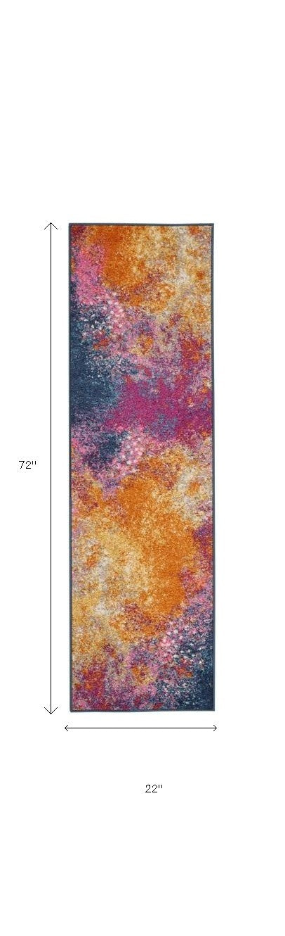 HomeRoots 2’ x 6’ Abstract Brights Sunburst Runner Rug