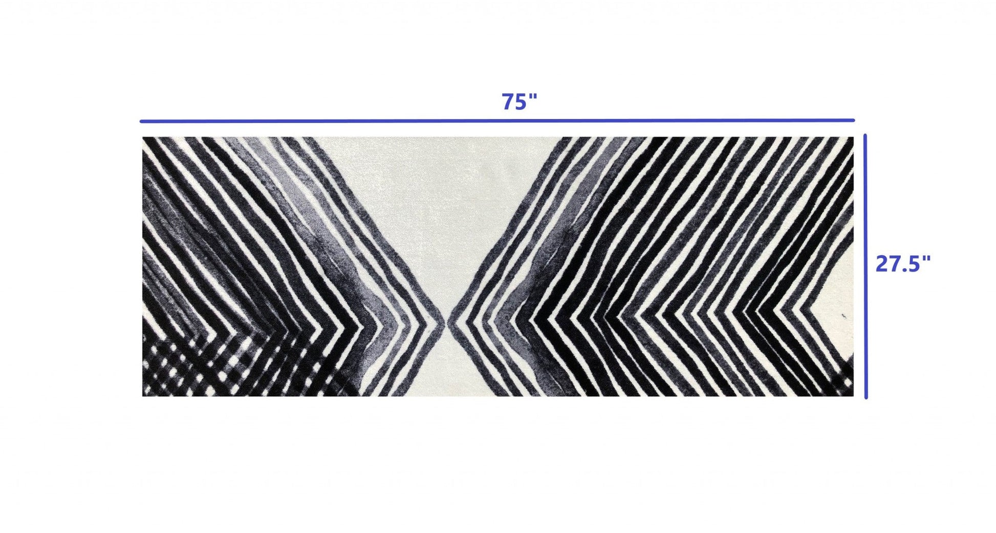 HomeRoots 2' x 6' Black and Gray Abstract Arrow Washable Runner Rug