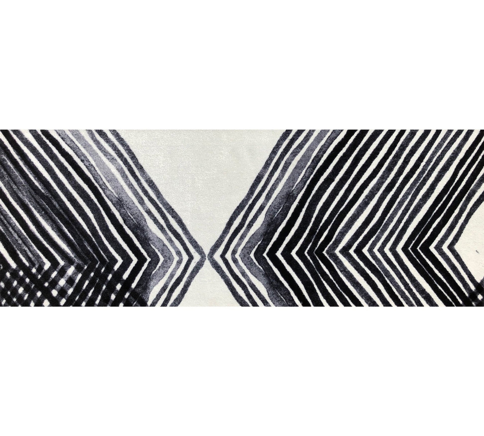 HomeRoots 2' x 6' Black and Gray Abstract Arrow Washable Runner Rug