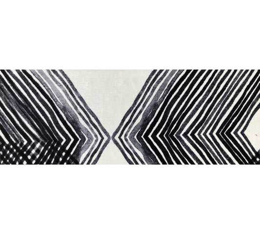 HomeRoots 2' x 6' Black and Gray Abstract Arrow Washable Runner Rug