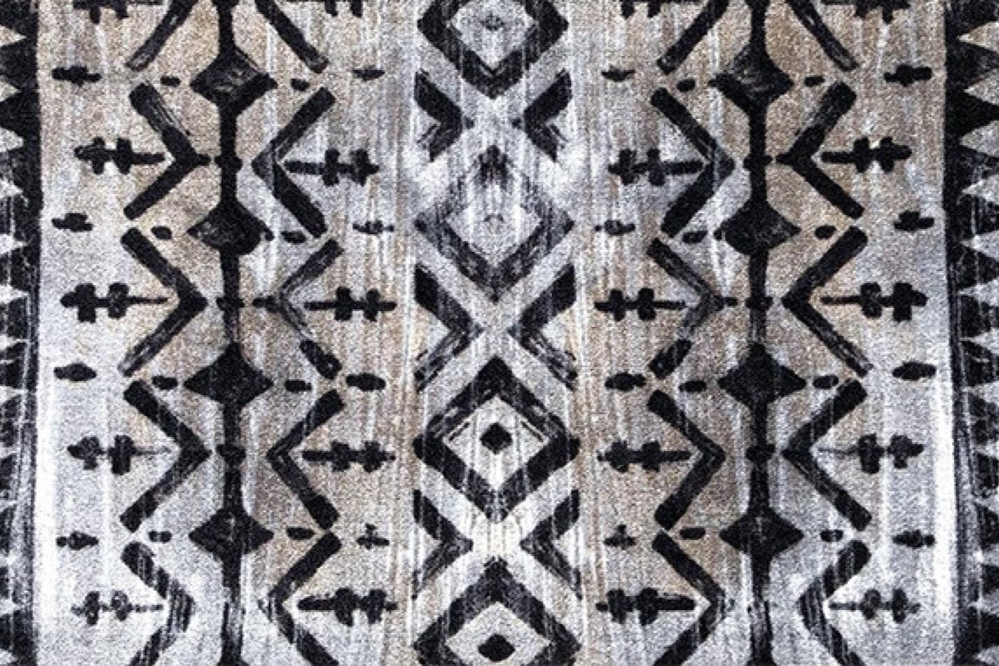 HomeRoots 2' x 6' Black and Gray Aztec Washable Runner Rug