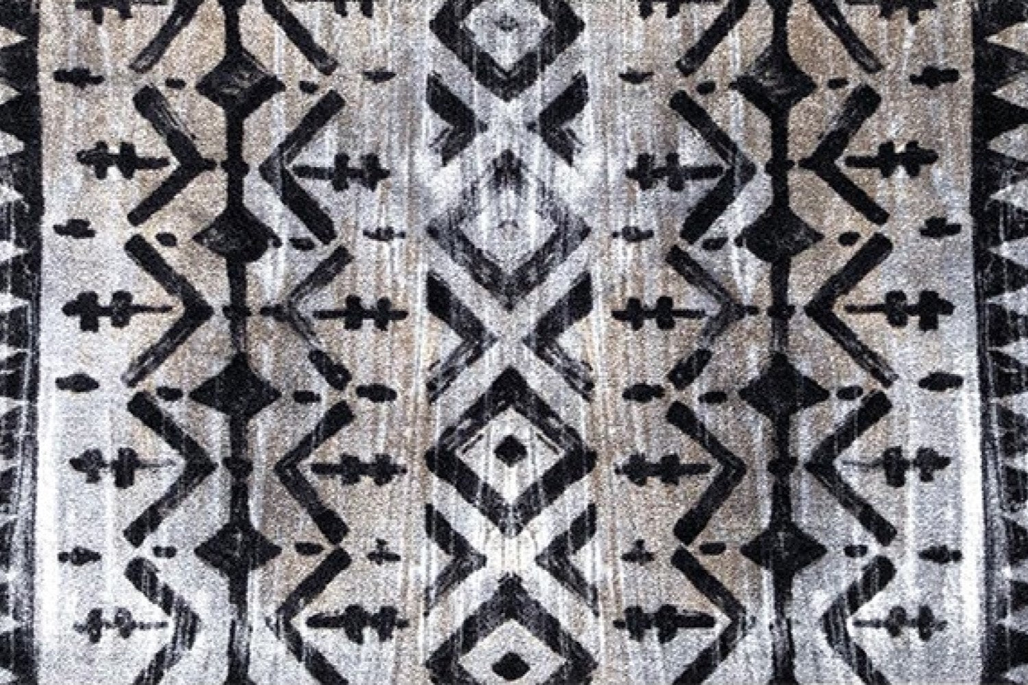 HomeRoots 2' x 6' Black and Gray Aztec Washable Runner Rug